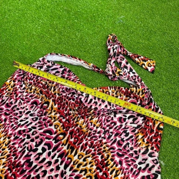 Catalina Womens 1X Swimsuit Halter Top One Piece Leopard Cheetah Print Y2K - Picture 3 of 6